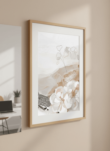 Contemporary wall art featured in a bright modern office workspace