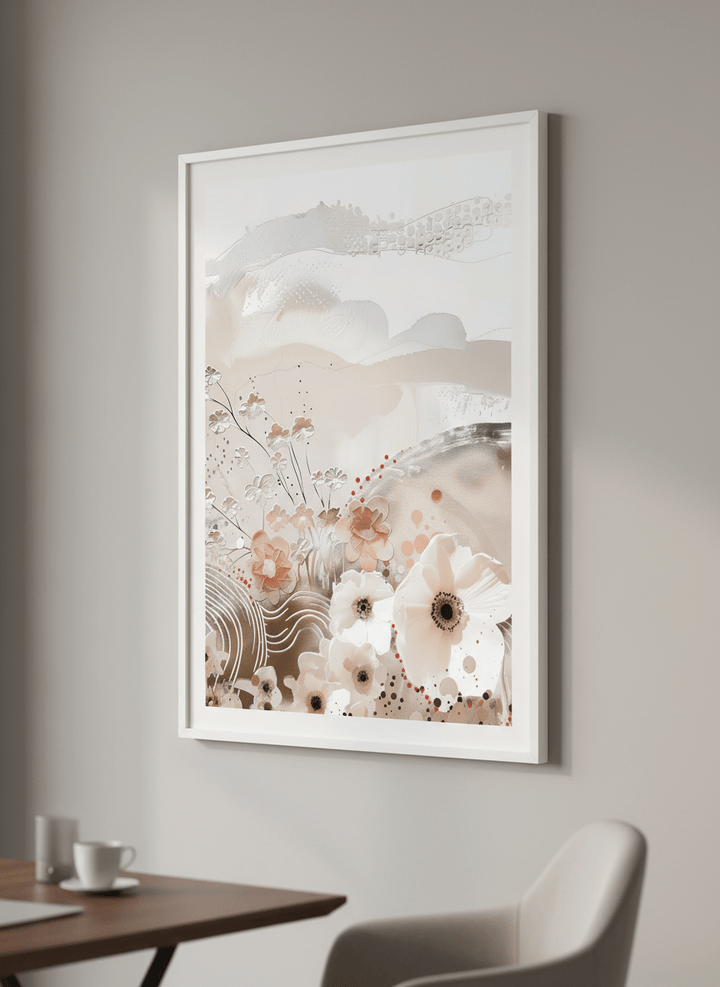 Contemporary wall art featured in a bright modern office workspace
