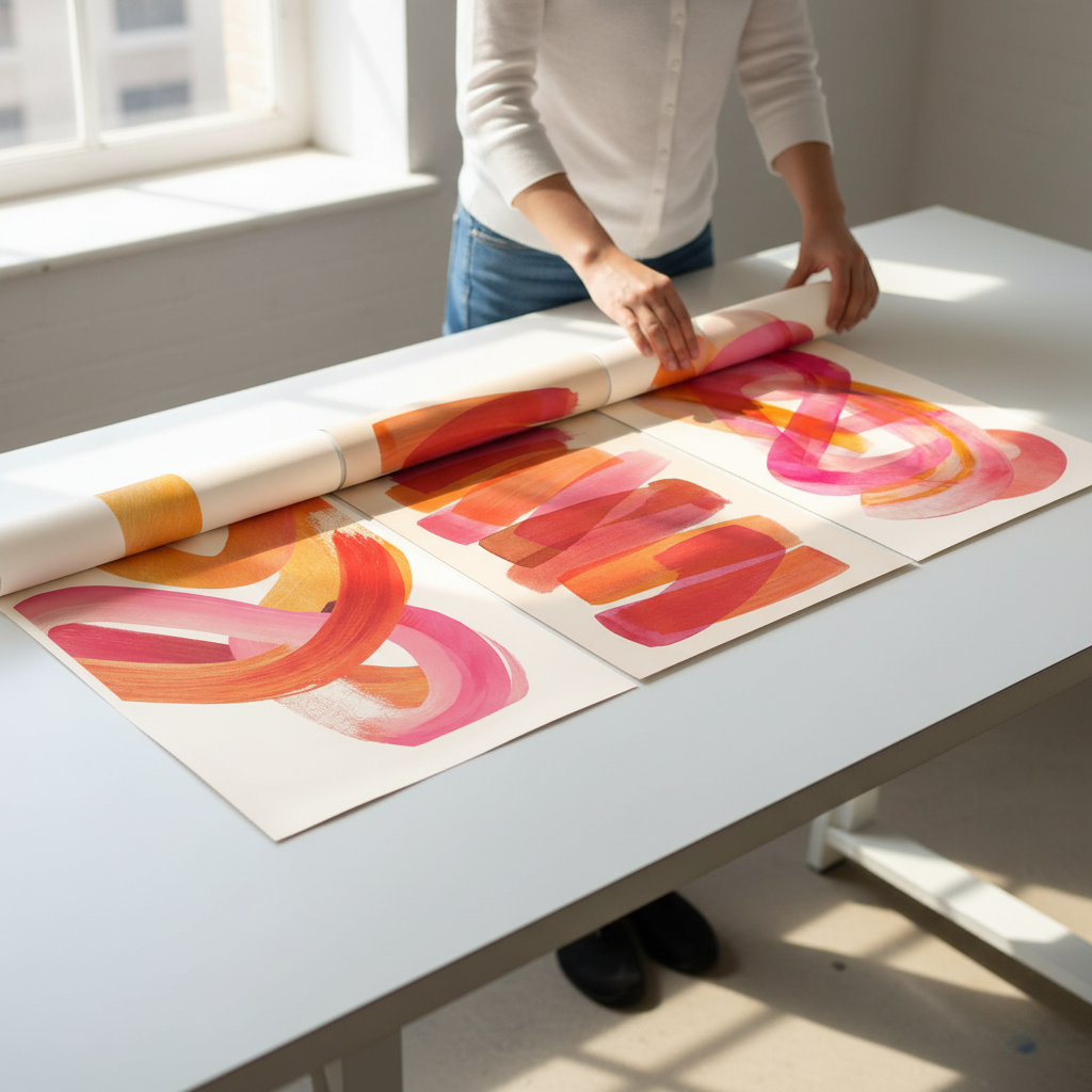 Orange Sunset Abstract Wave Trio