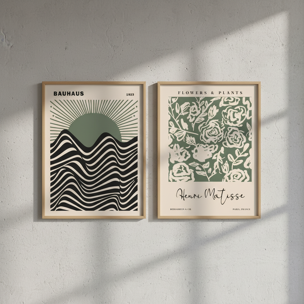 Green Bauhaus & Matisse Set of 2 Exhibition Prints