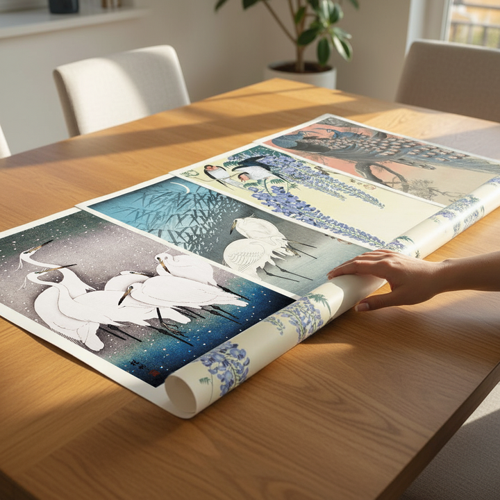 Set of 4 Woodblock Japanese Prints by Ohara Koson