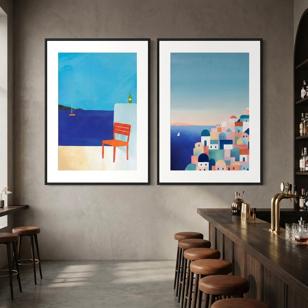 Santorini Abstract Pair by Henry Rivers