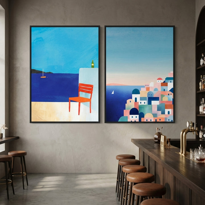 Santorini Abstract Pair by Henry Rivers