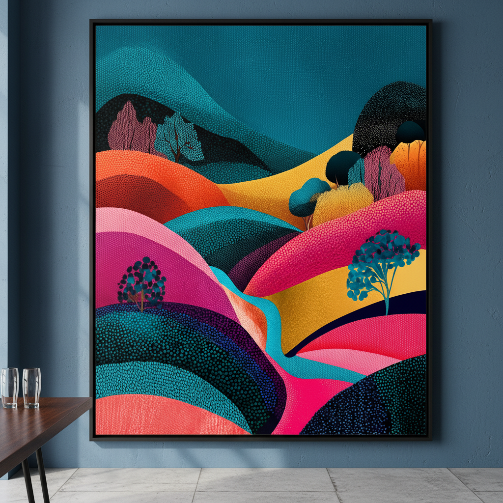 Evening Japanese Hills Pop Art Abstract Print
