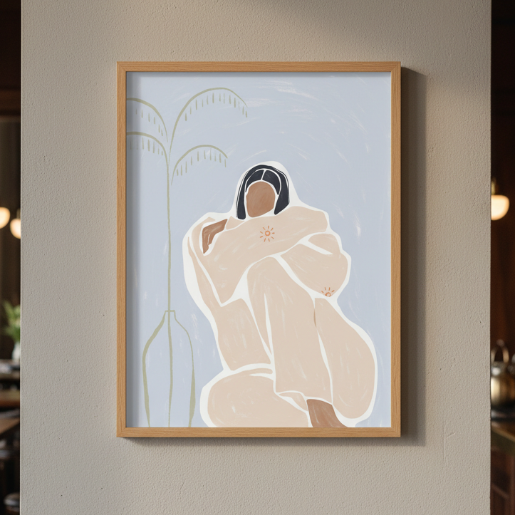 Woman Cuddle Herself by Ivy Green Illustrations