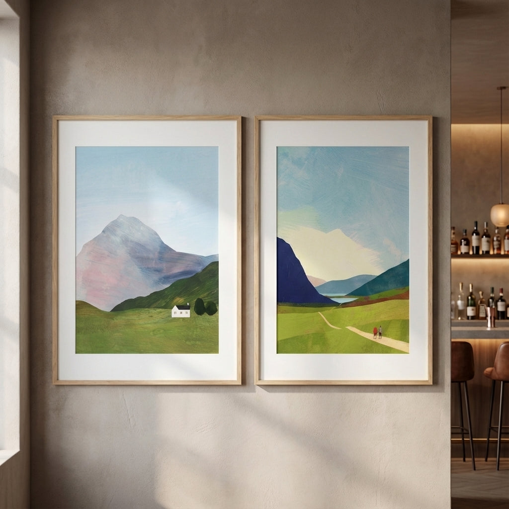 Highland Hike Abstract Duo Painting by Henry Rivers