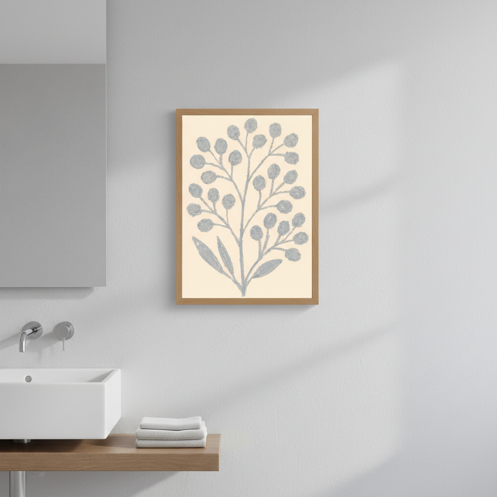 Gray Branch with Berries by Silvia Visscher