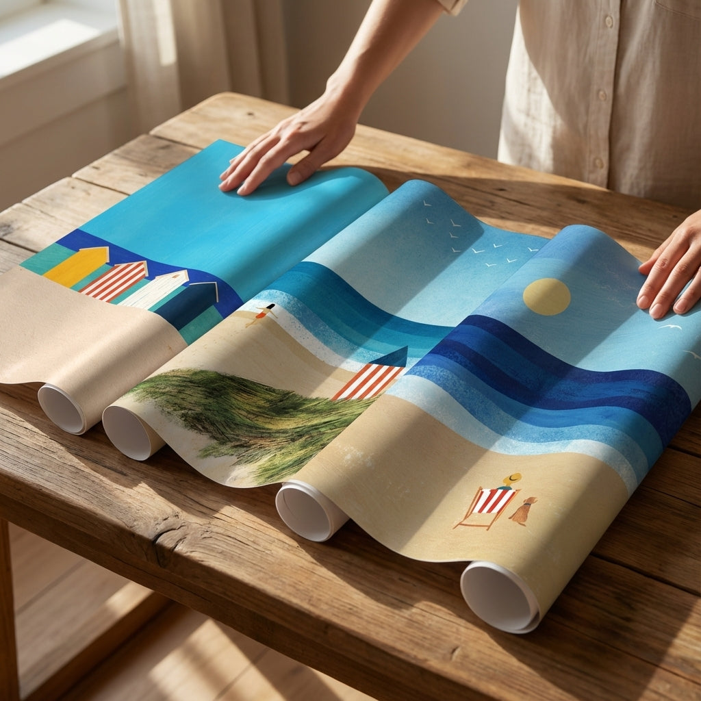 Trio Abstract Brighton Beach Coastal Art by Henry Rivers