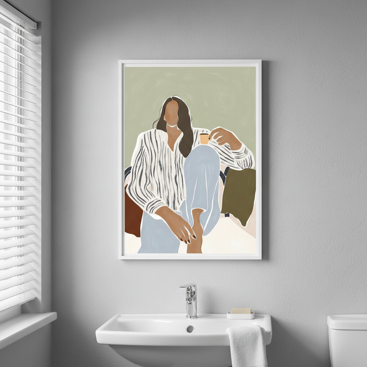 Woman Enjoying a Cup of Espresso by Ivy Green Illustrations