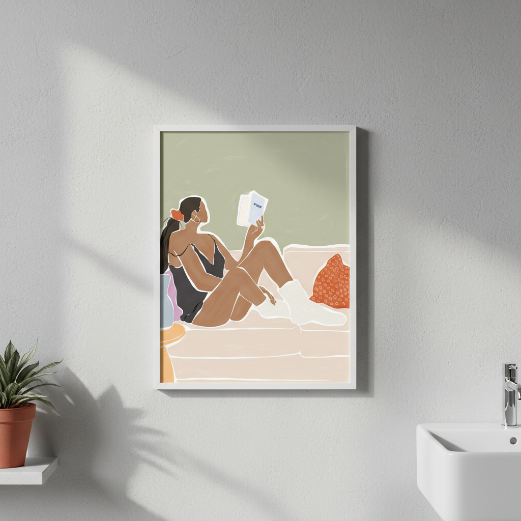 Woman Enjoying a Great Hygge Book by Ivy Green Illustrations