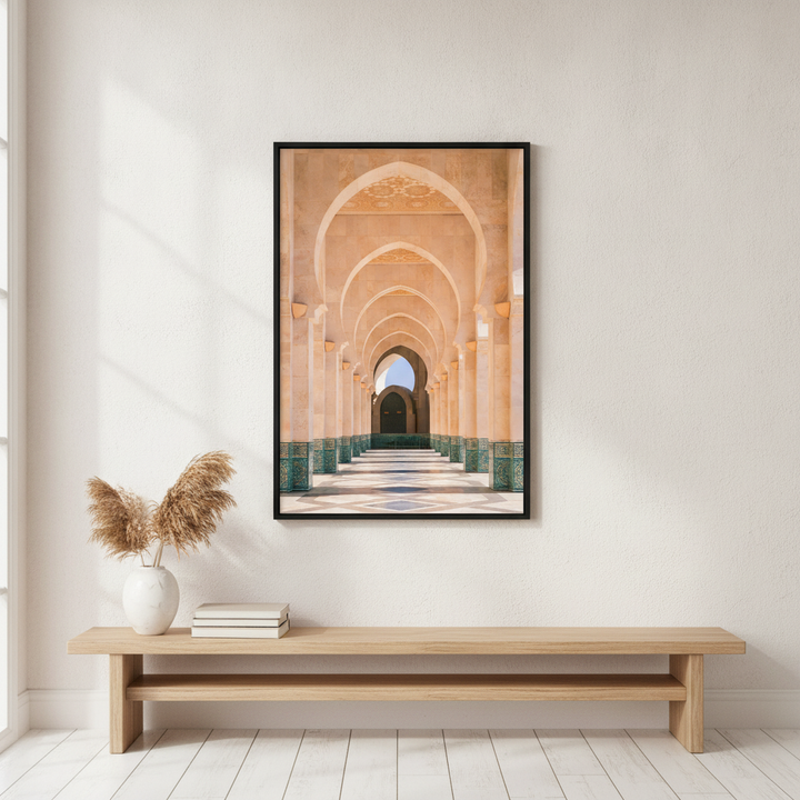 Morocco Arcade of Hassan Mosque Photography
