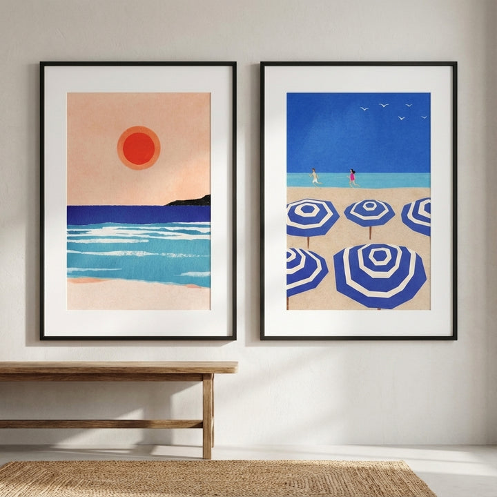 Mediterranean Abstract Beach Bliss Pair by Henry Rivers