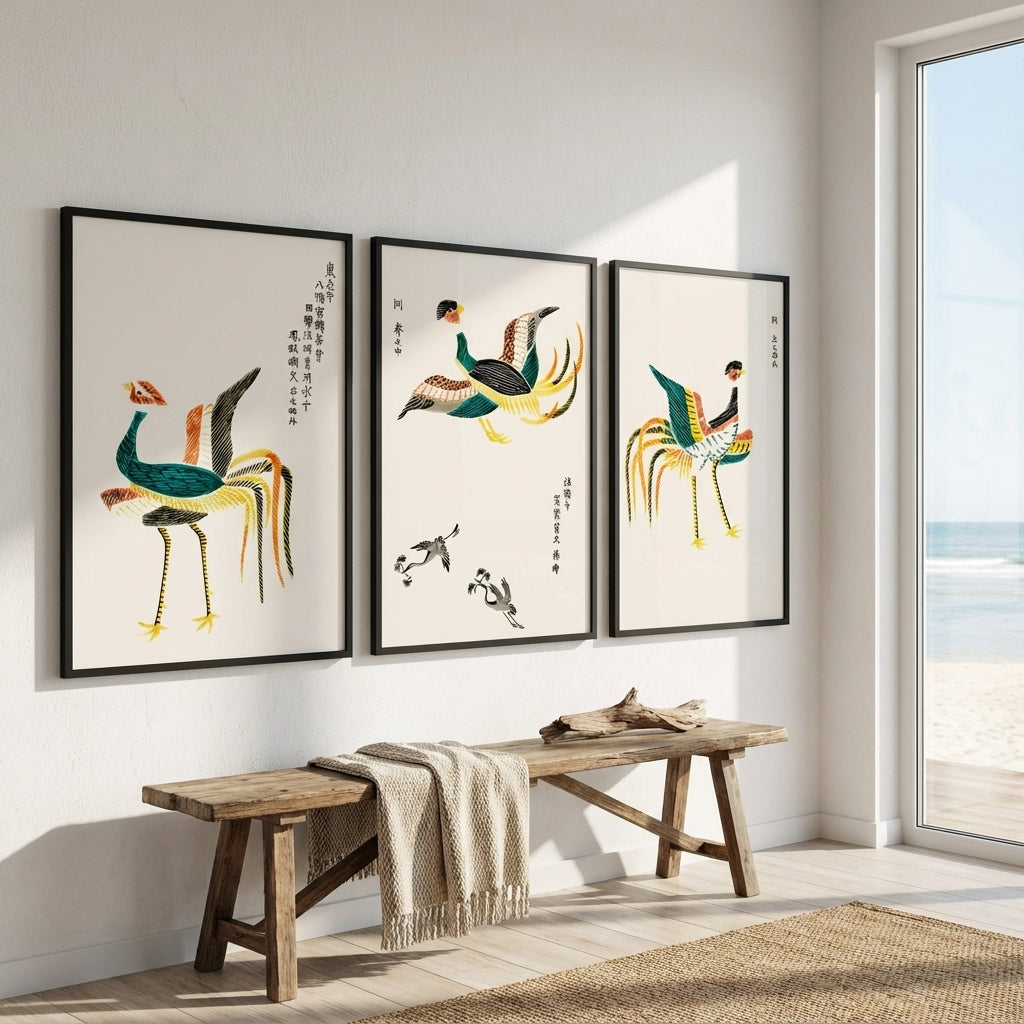 Set of 3 Japanese Wood Prints by Taguchi Tomoki