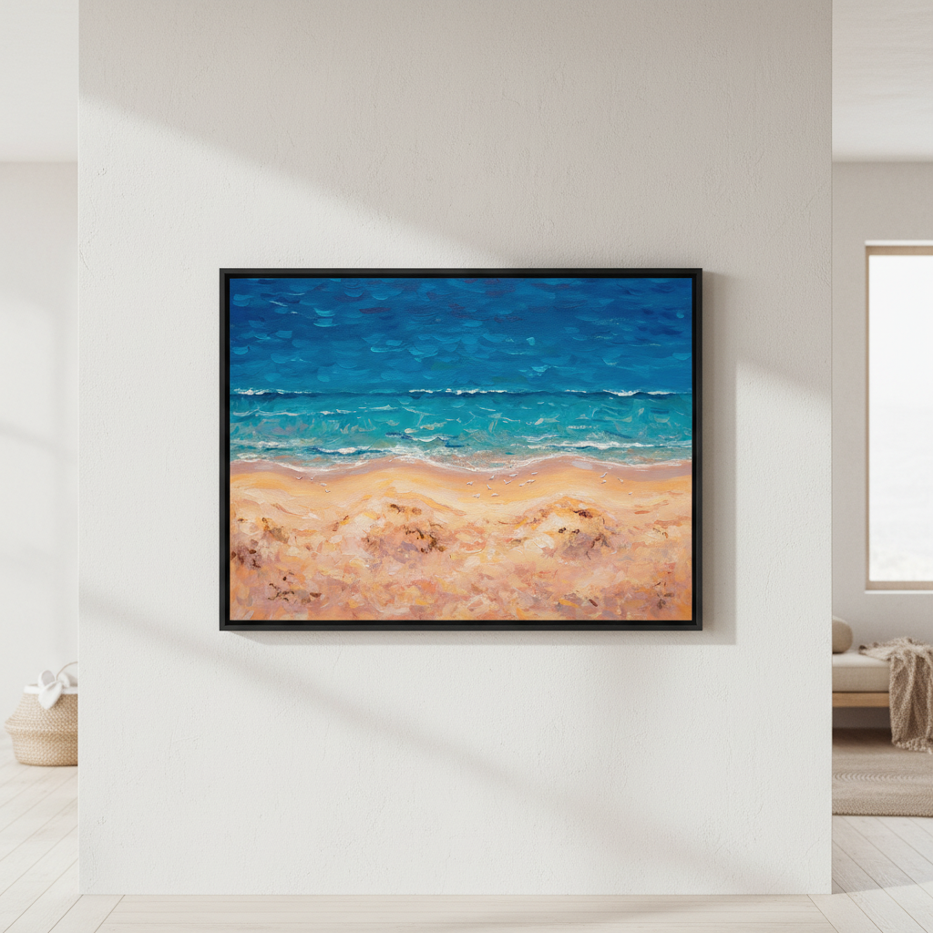 Beach Birds Eye Landscape Brushstrokes Painting Wall Art