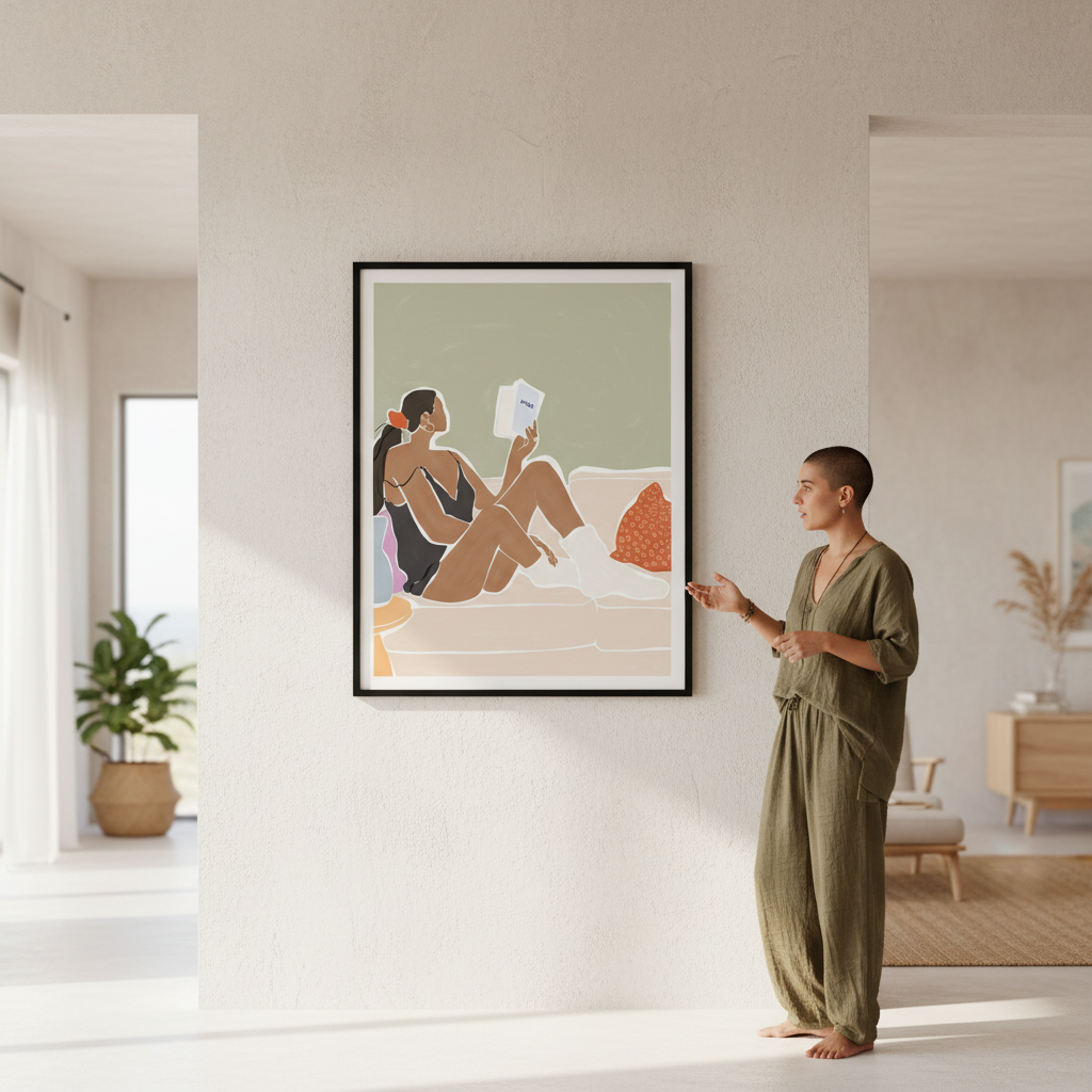 Woman Enjoying a Great Hygge Book by Ivy Green Illustrations