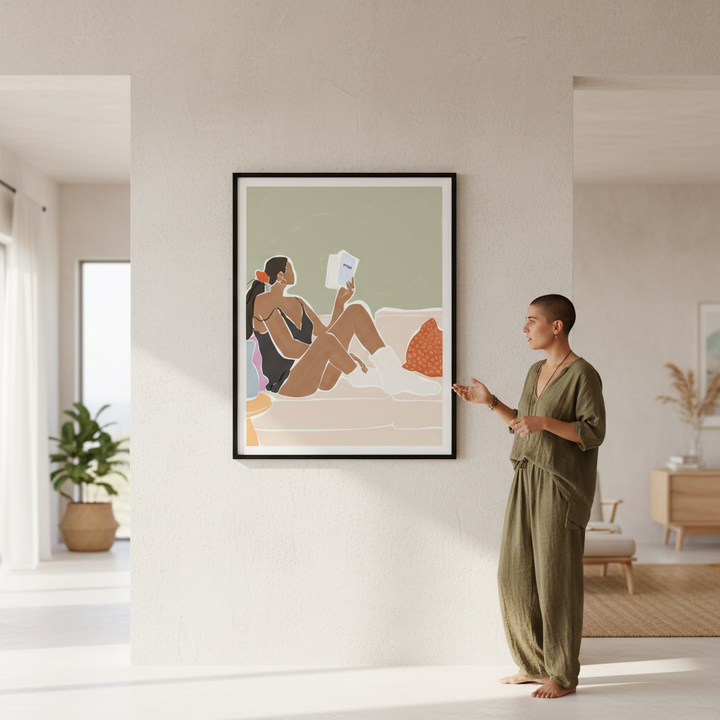 Woman Enjoying a Great Hygge Book by Ivy Green Illustrations