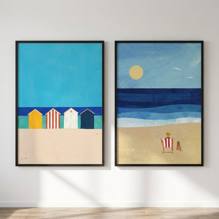 Abstract Beach Boxes Best Friend Pair by Henry Rivers