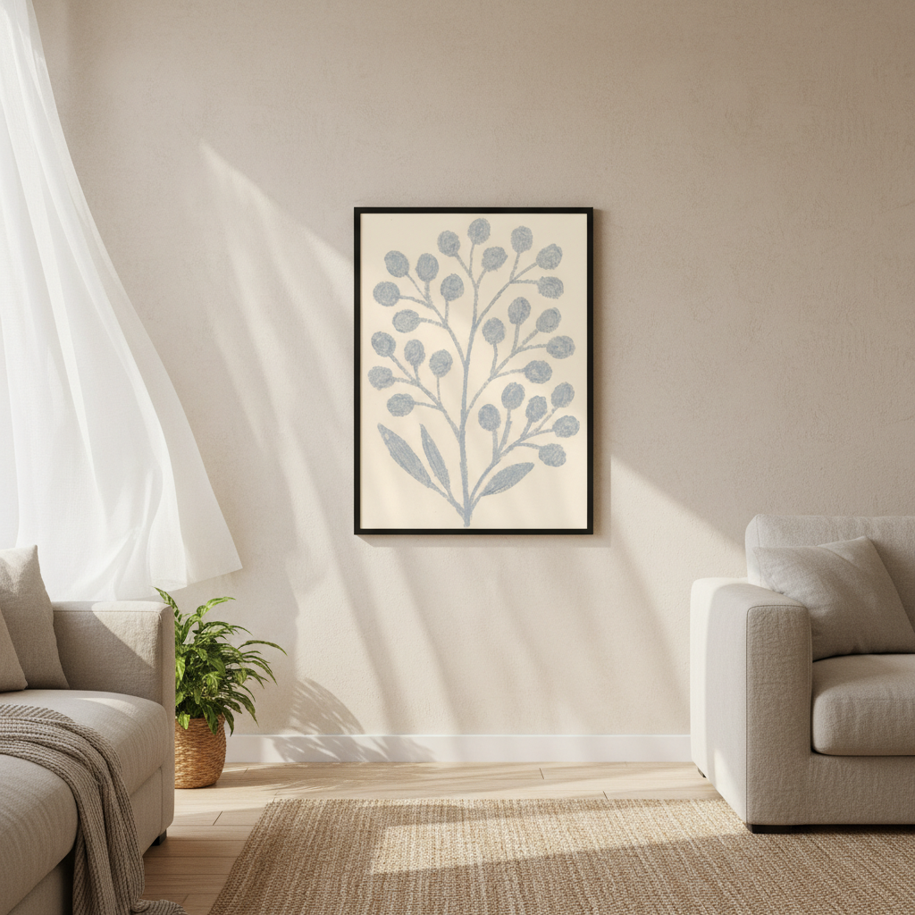 Gray Branch with Berries by Silvia Visscher