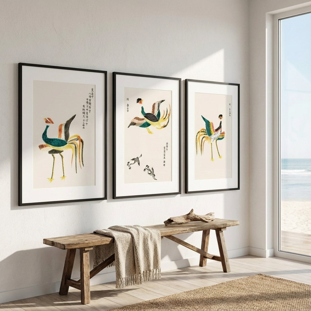 Set of 3 Japanese Wood Prints by Taguchi Tomoki