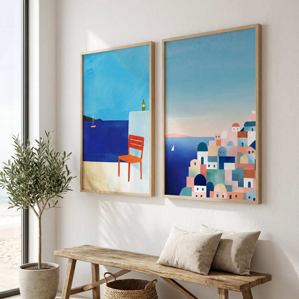Santorini Abstract Pair by Henry Rivers