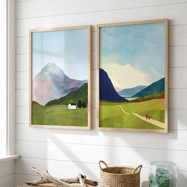 Highland Hike Abstract Duo Painting by Henry Rivers