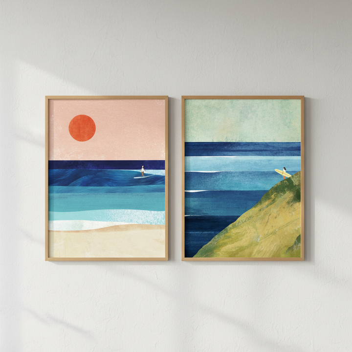 Surfs Up Abstract Painting Print Pair by Henry Rivers