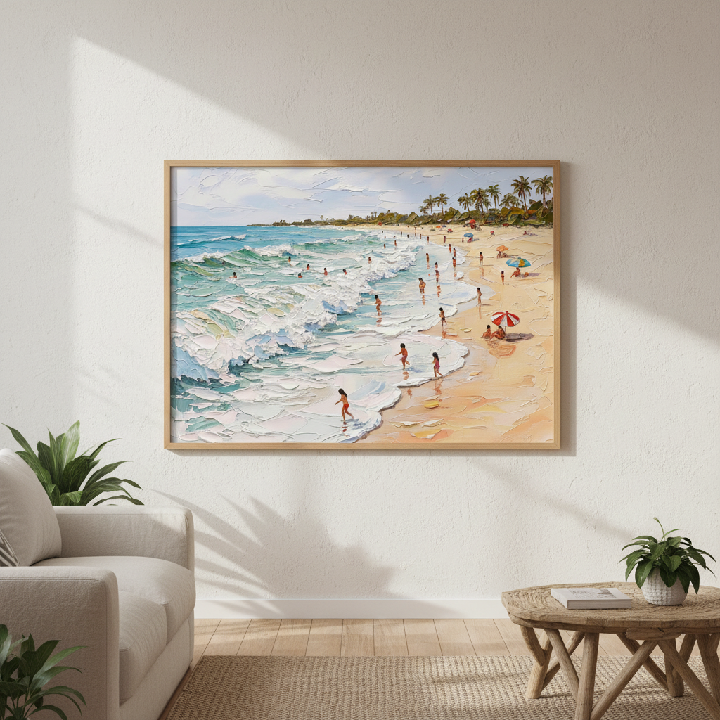 A Day by the Beach Painting Wall Art Print