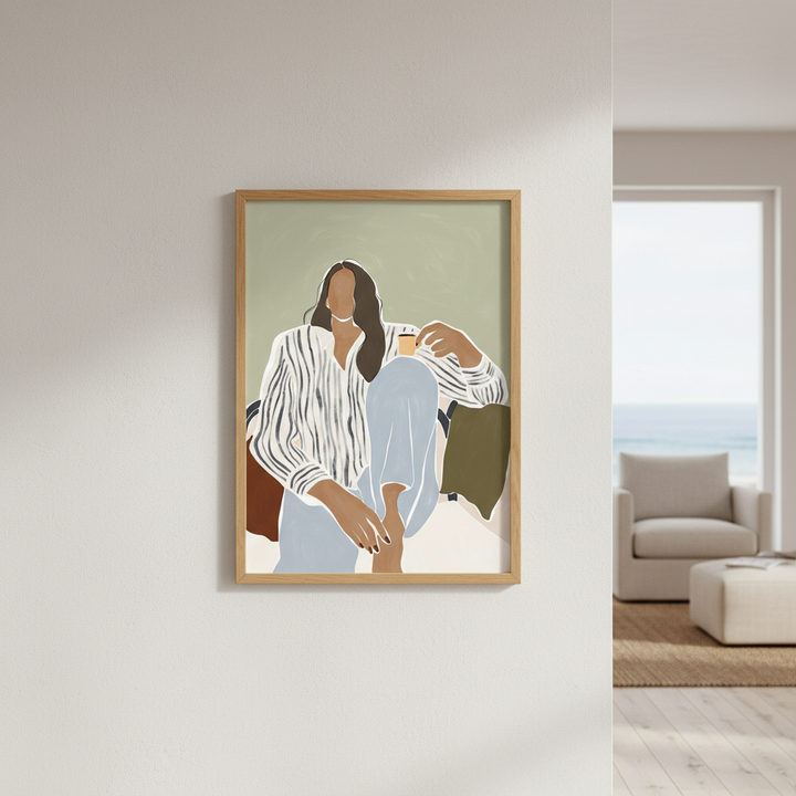 Woman Enjoying a Cup of Espresso by Ivy Green Illustrations