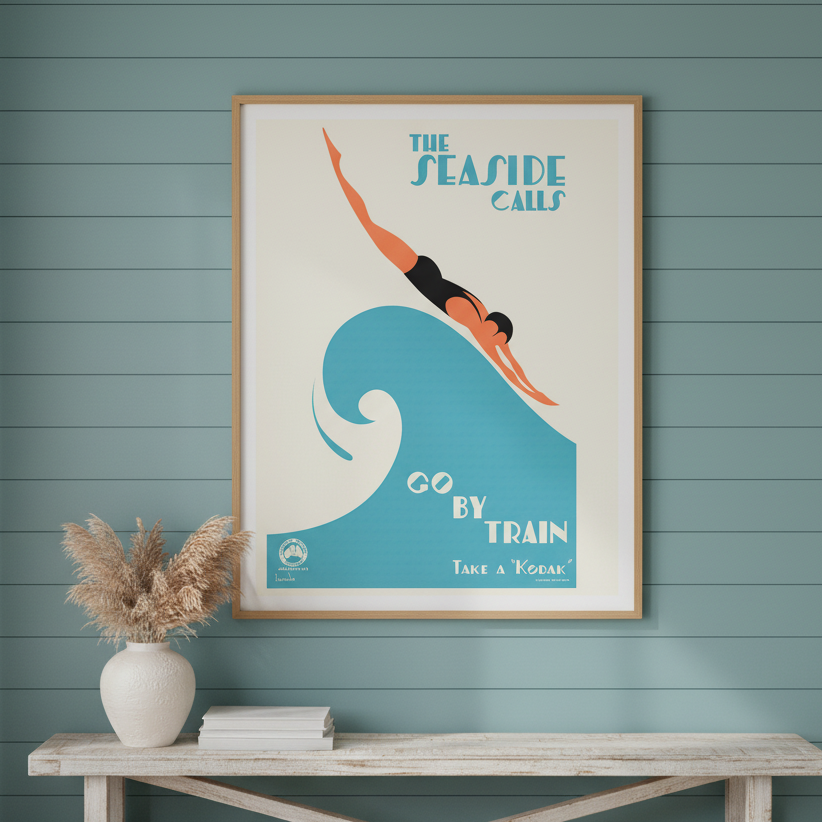 Kodak Seaside Calls Vintage Poster