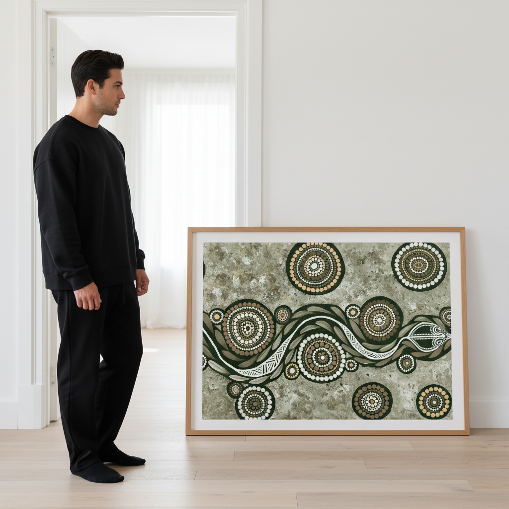 Snake on Long Voyage Earth Green Tone by Emma Rigney