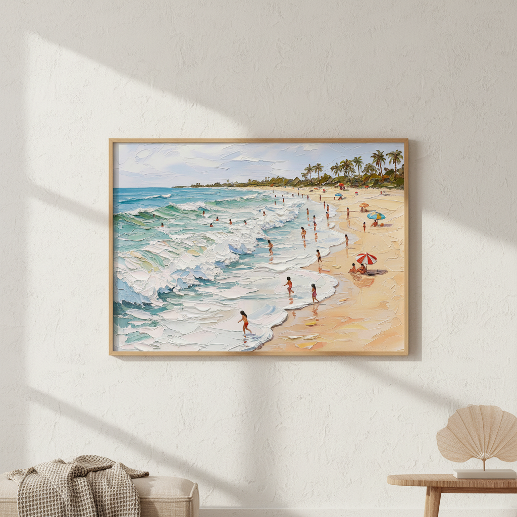 A Day by the Beach Painting Wall Art Print