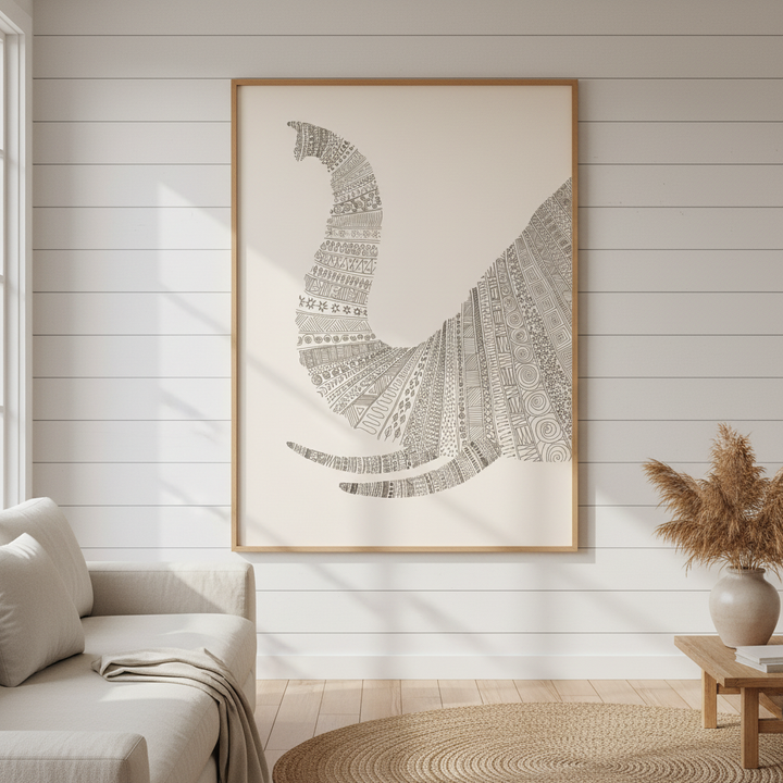 Elephant on Beige by Florent Bodart