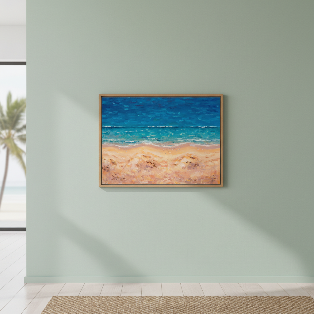 Beach Birds Eye Landscape Brushstrokes Painting Wall Art