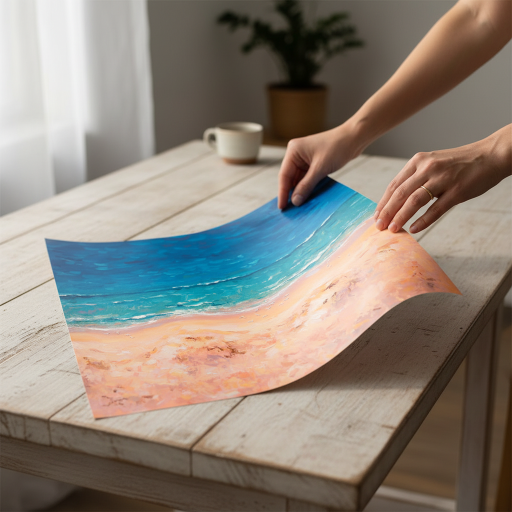 Beach Birds Eye Portrait Brushstrokes Painting Wall Art