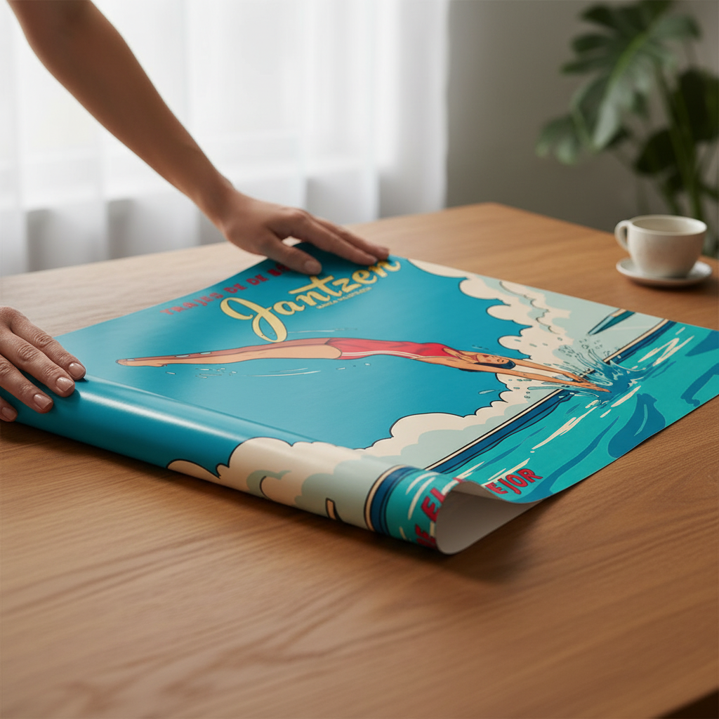 Janzten Vintage Coastal Woman Diving Ad Poster