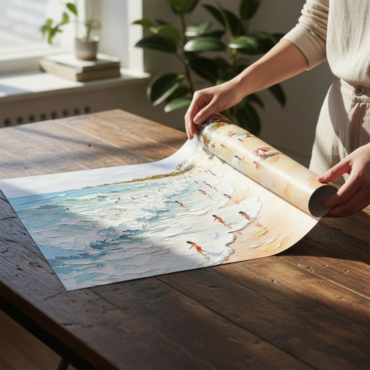 A Day by the Beach Painting Wall Art Print