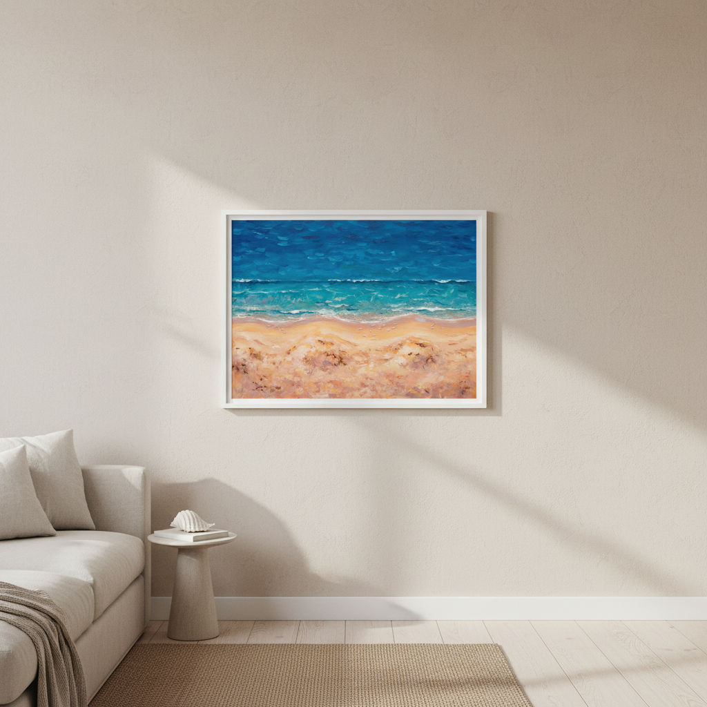 Beach Birds Eye Landscape Brushstrokes Painting Wall Art