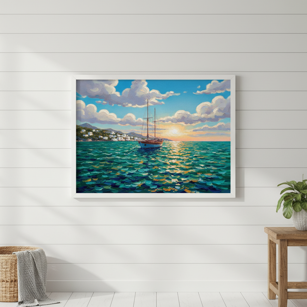 Sailing the Amalfi Brushstrokes Oil Painting Wall Art Print