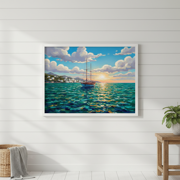 Sailing the Amalfi Brushstrokes Oil Painting Wall Art Print