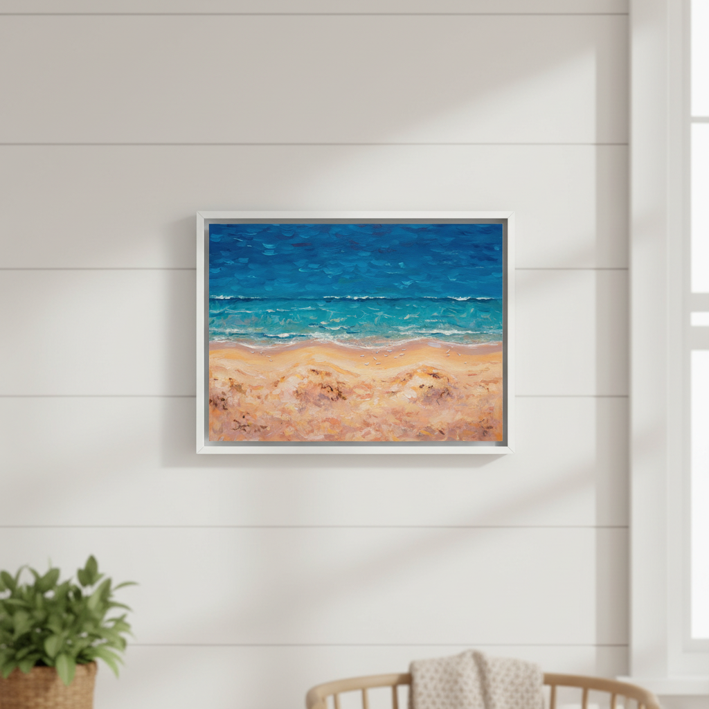 Beach Birds Eye Landscape Brushstrokes Painting Wall Art