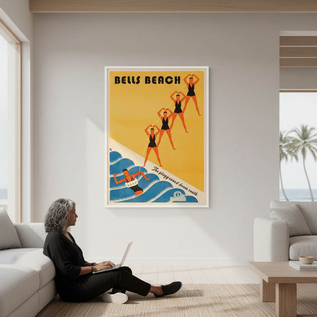 Custom Vintage Beach Club Retro Personalised Wall Art