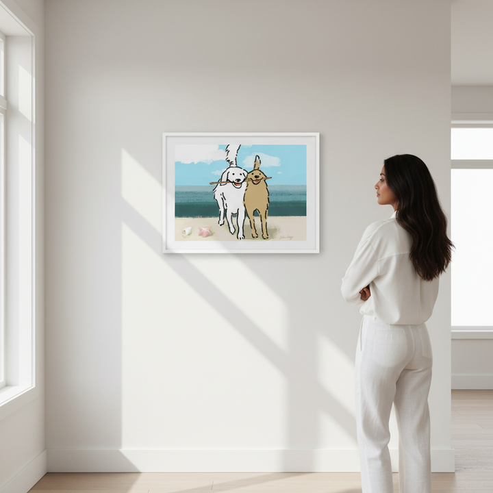 Two Dogs on the Beach by Julia Cheney