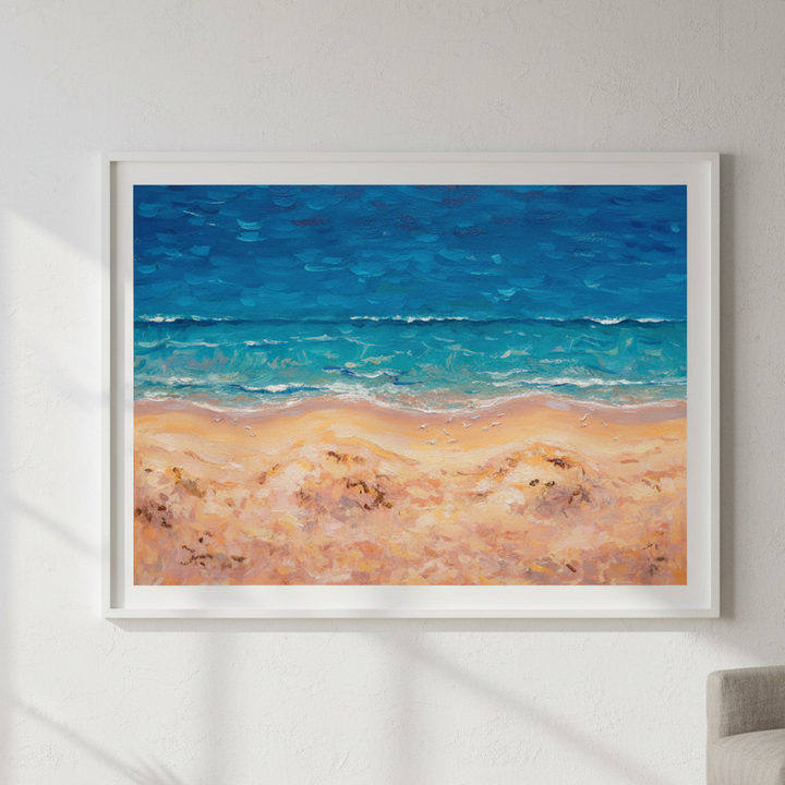 Beach Birds Eye Landscape Brushstrokes Painting Wall Art