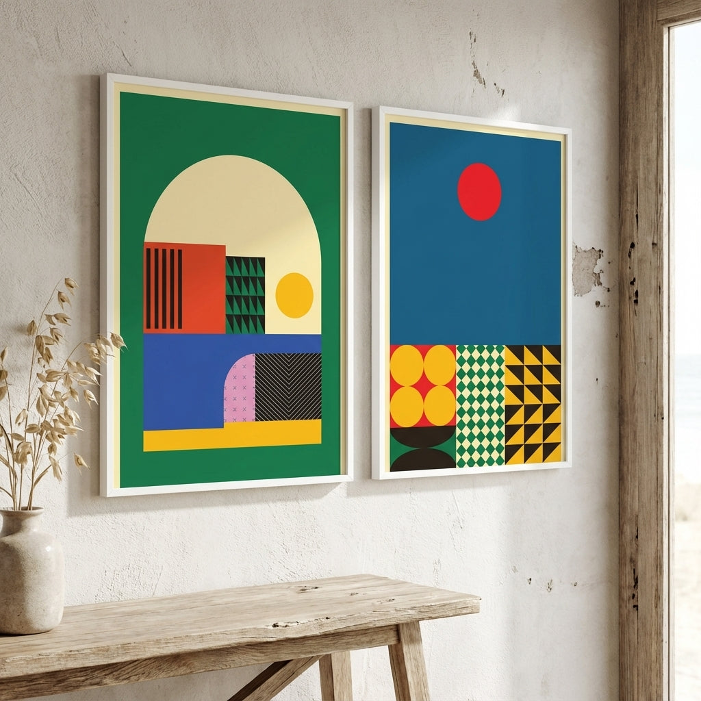 Moduler Modern Sunrise Set of 2 Geometric Prints