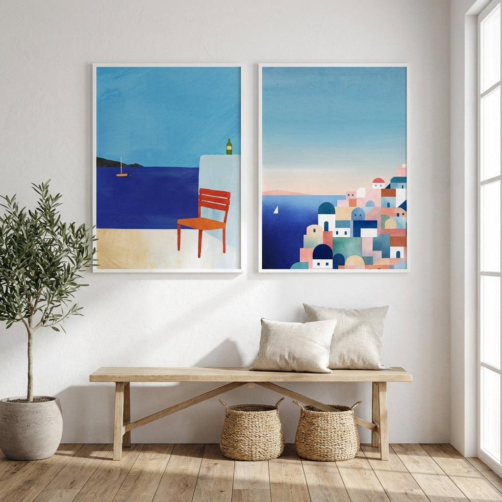 Santorini Abstract Pair by Henry Rivers