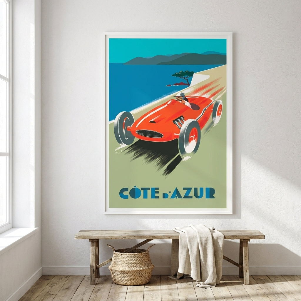 Vintage French Riveria Car Race Poster