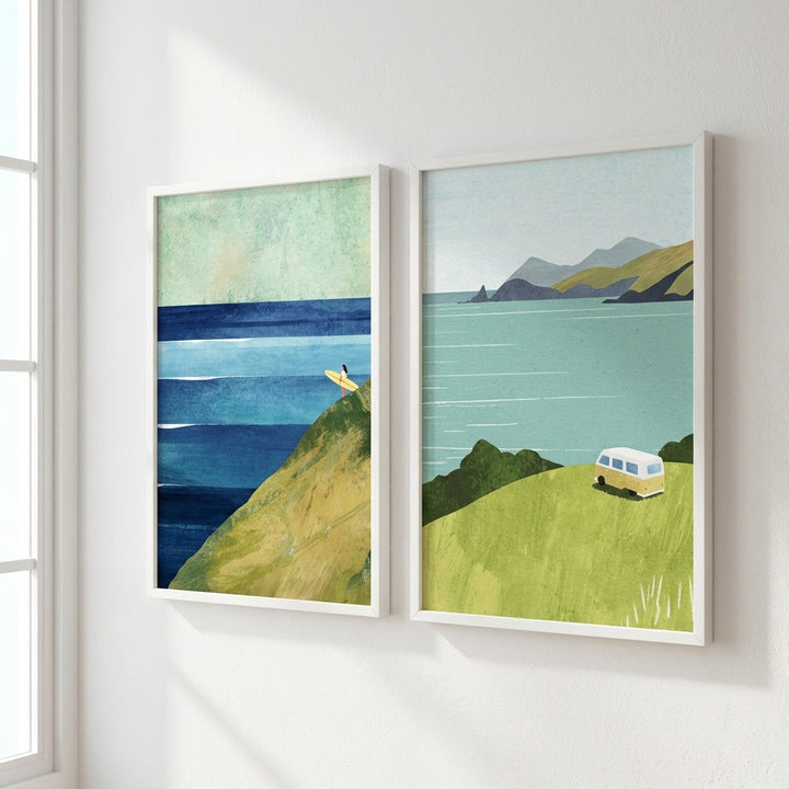 Countryside Surf Abstract Painting Pair by Henry Rivers