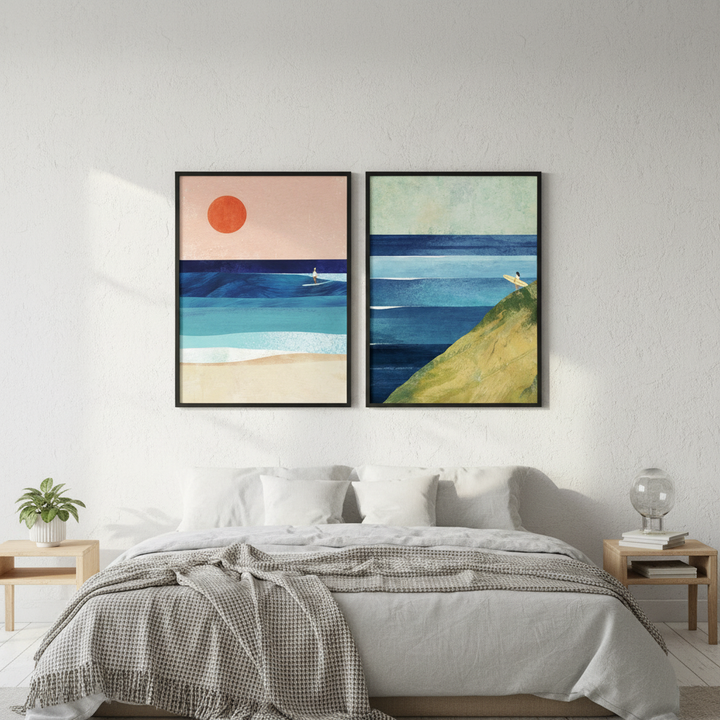 Surfs Up Abstract Painting Print Pair by Henry Rivers