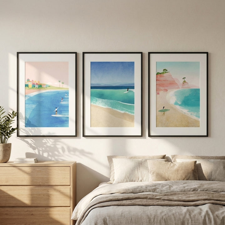 Surfing Holiday Trio Abstract Paintings by Henry Rivers