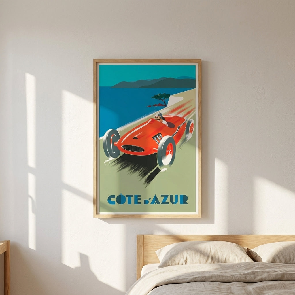 Vintage French Riveria Car Race Poster